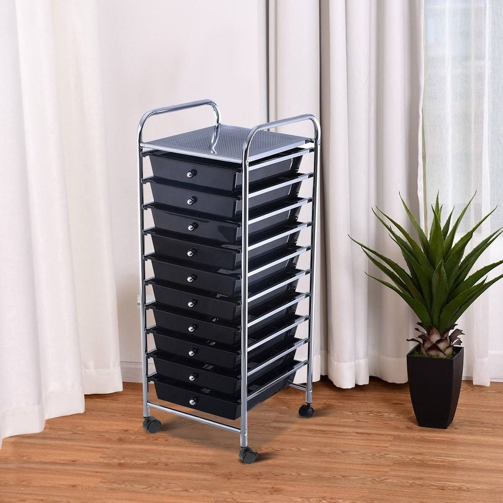 Yellow 10 Drawer Rolling Storage Cart Y408