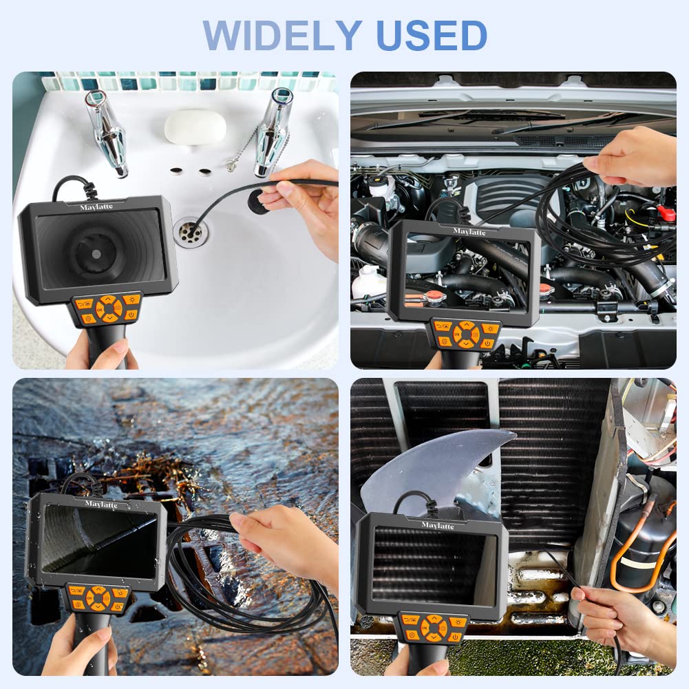 5 Inch Borescope with 6 LED Lights, 10FT Semi-Rigid Cable, IP67 Waterproof Inspection Camera with 32GB Card K94585