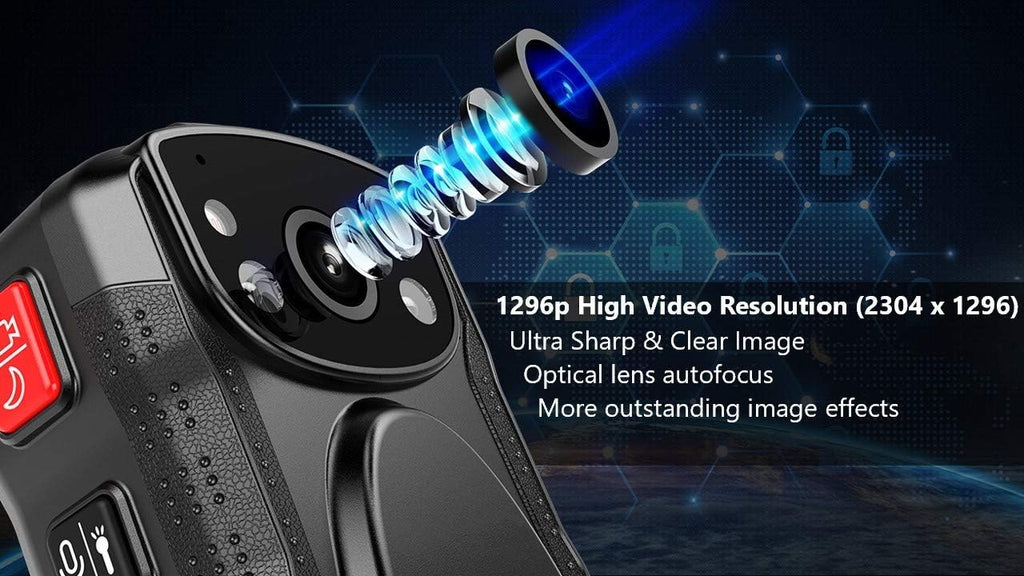 1296P UHD Body Camera with Audio, 128GB, 2 Inch Display, Night Vision, Waterproof, Shockproof X49099