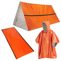 Waterproof Heat Reflective Thermal Poncho Raincoat with Sleeping Bag and Tent Shelter O89734