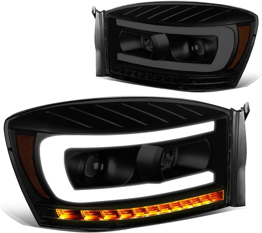Black/Clear Dual LED DRL Sequential Turn Signal Projector Headlights B269292
