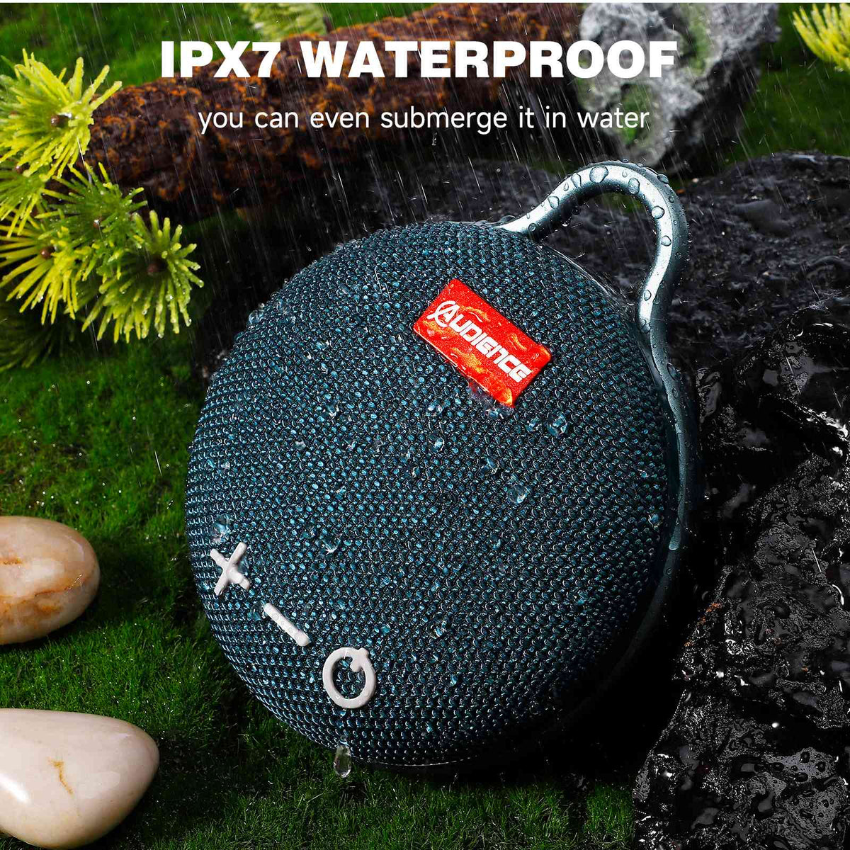 Blue 2 Pack Bluetooth Wireless Waterproof Speaker with Clip T18451