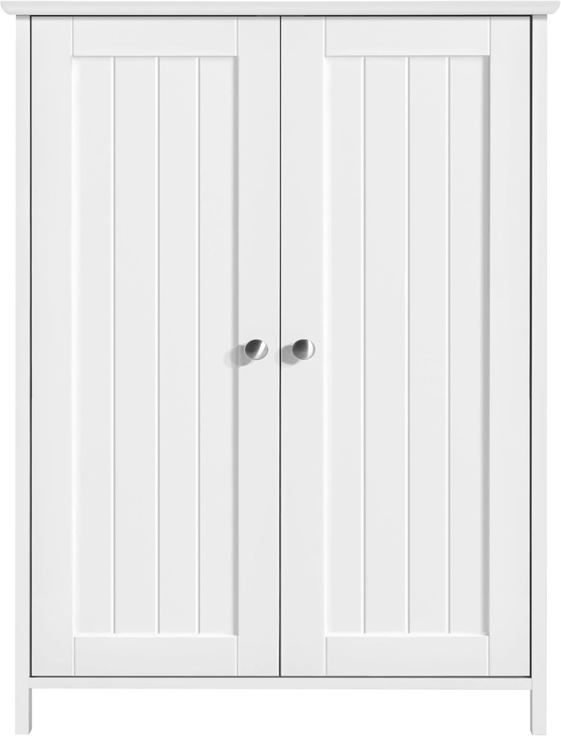 Bathroom Floor Storage Cabinet with Double Door & Adjustable Shelf, 23.6in L x 11.8in W x 31.7in H, White S436