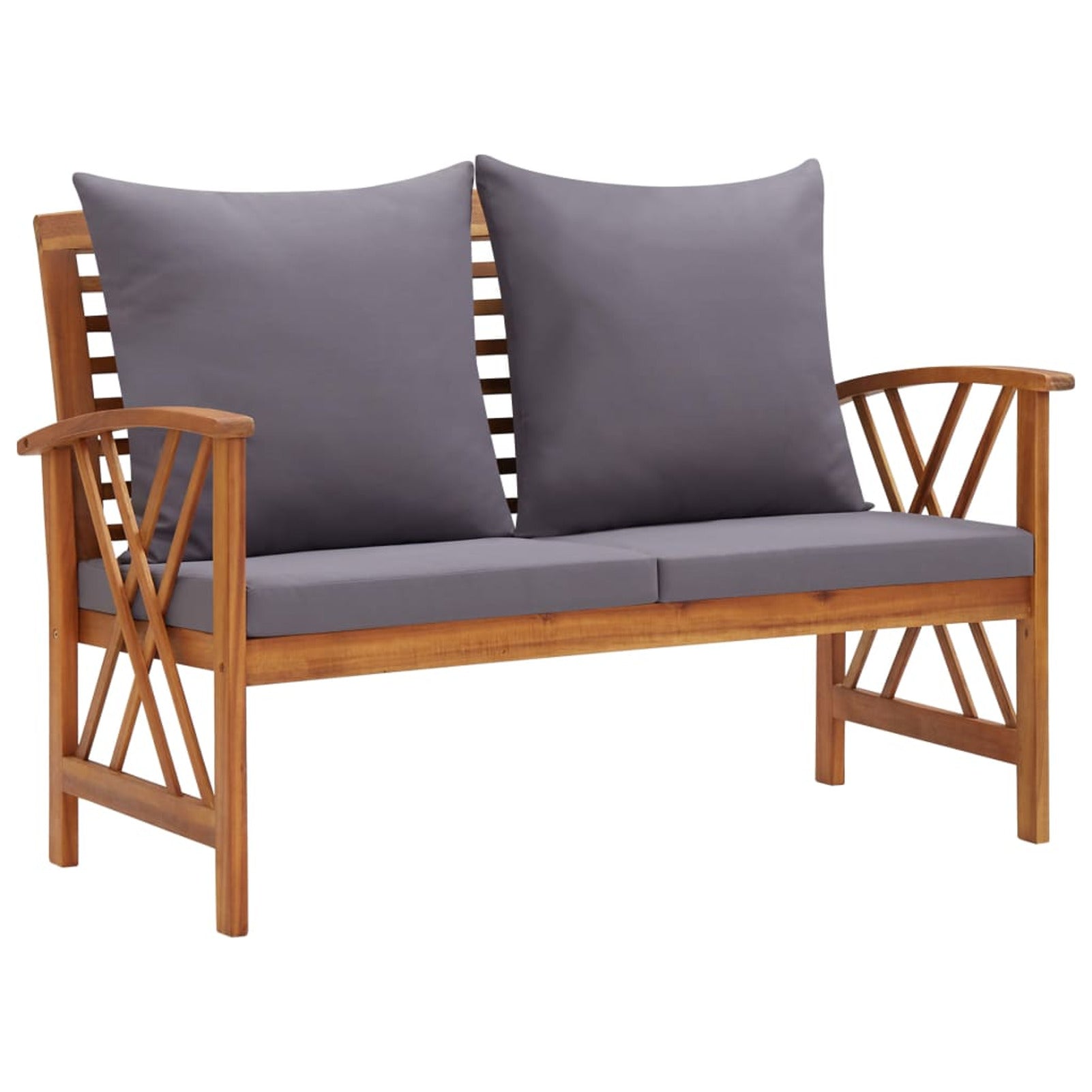 2 Piece Outdoor Conversation Set with Gray Cushion and Coffee Side Table Acacia Wood Sectional Sofa Set N273900