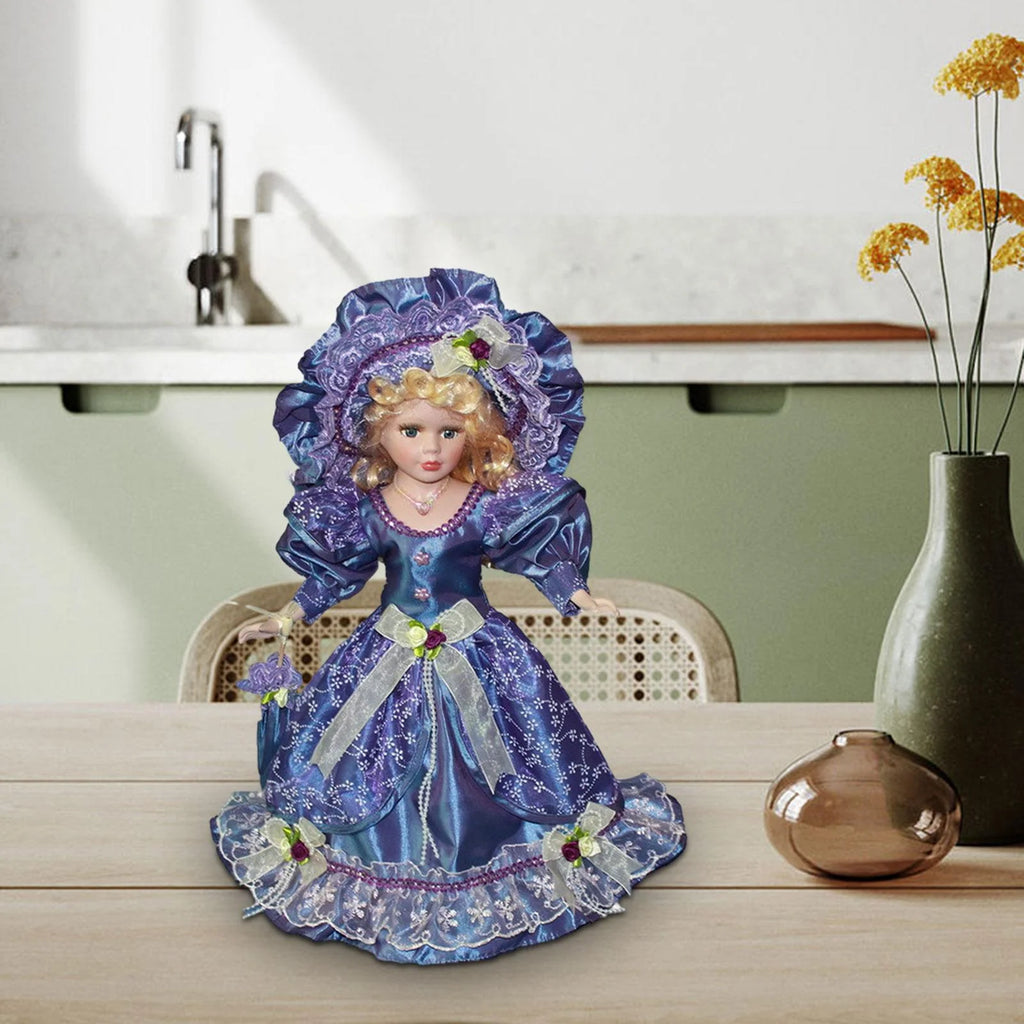 Violet Porcelain Dollhouse Lady with Dress G4082