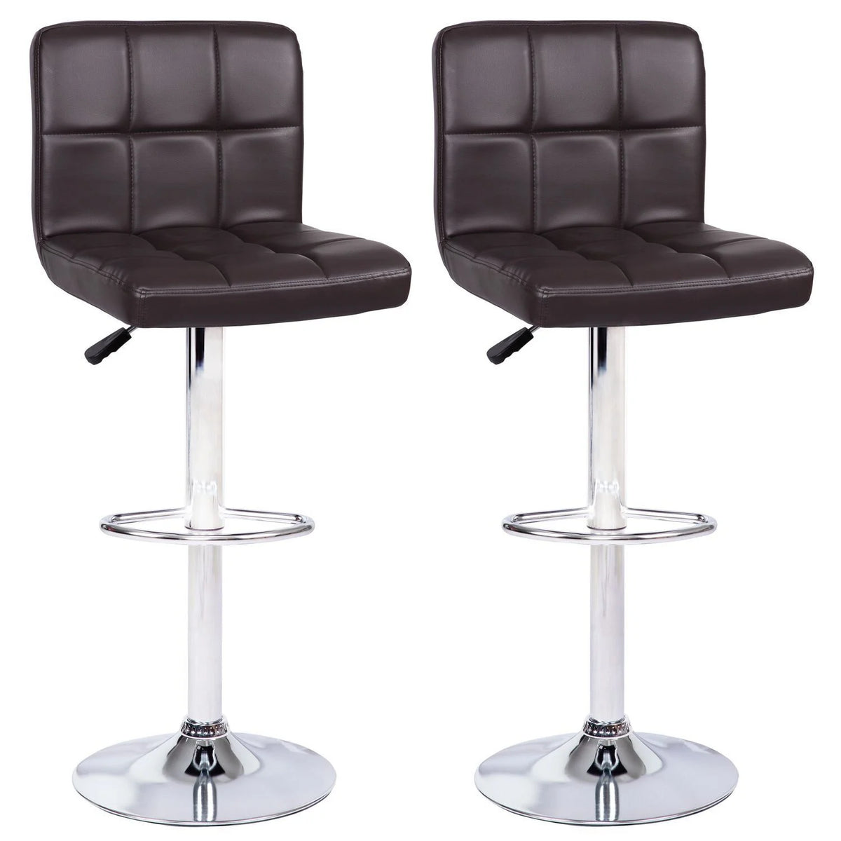 Espresso Adjustable Swivel Leather Barstool Set of 2 H7028
