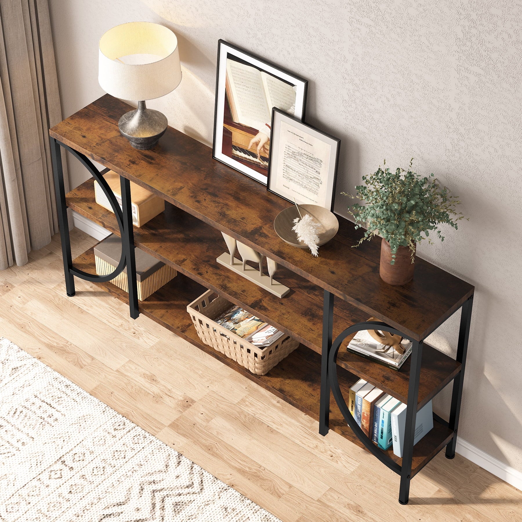 70.86" 3 Tier Console Table with Storage Shelves N816