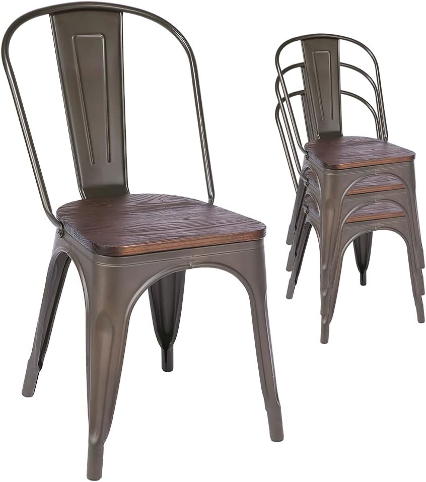 Bronze Metal Dining Chairs Set of 4 K6969