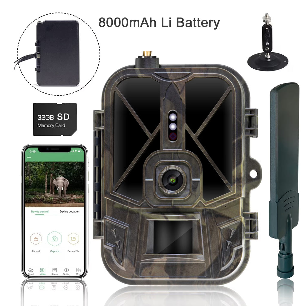 Cellular Trail Camera 36MP 4K with 8000mAh Battery No Glow LED Game Camera F983