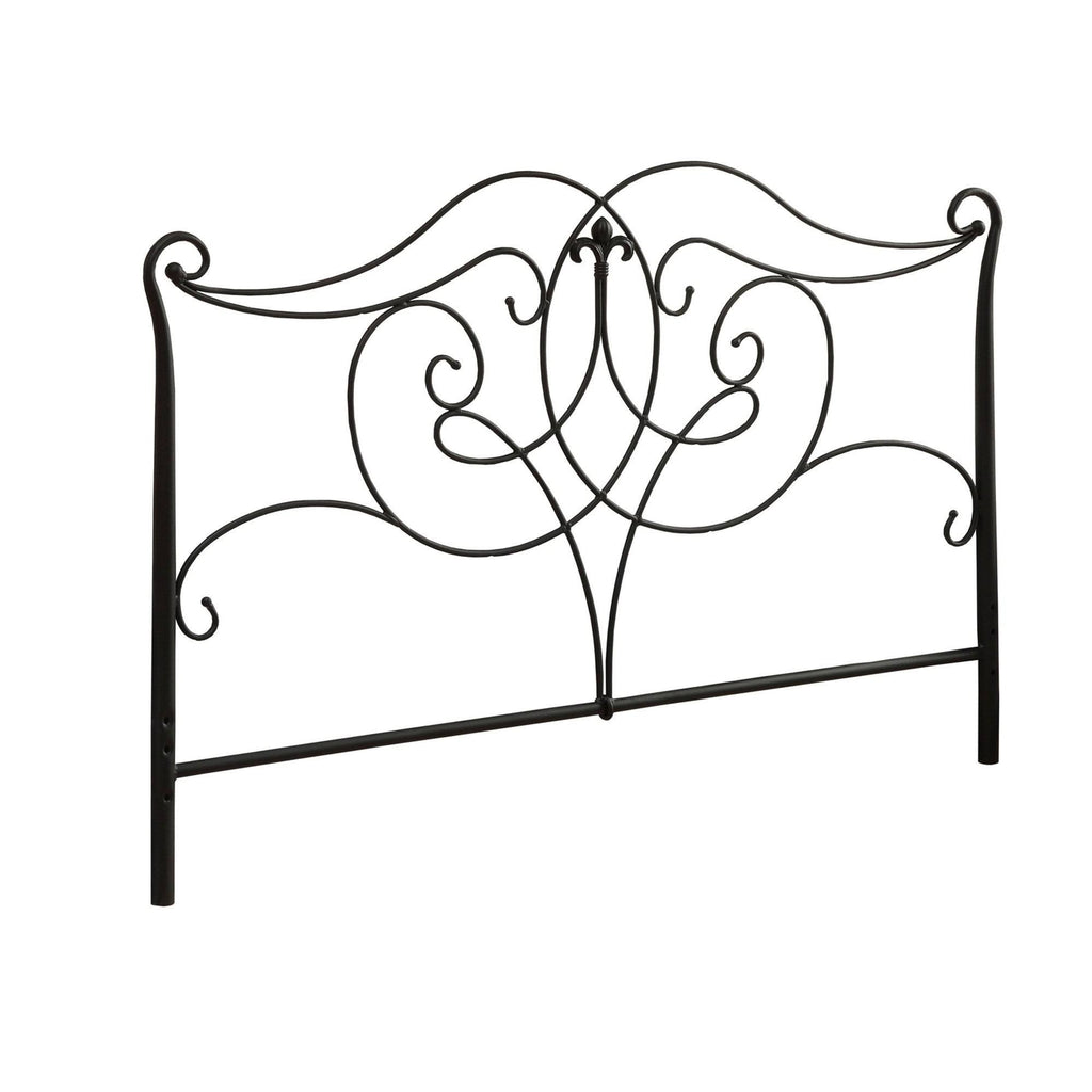 Full Size Bed Satin Black Headboard / Footboard E7378