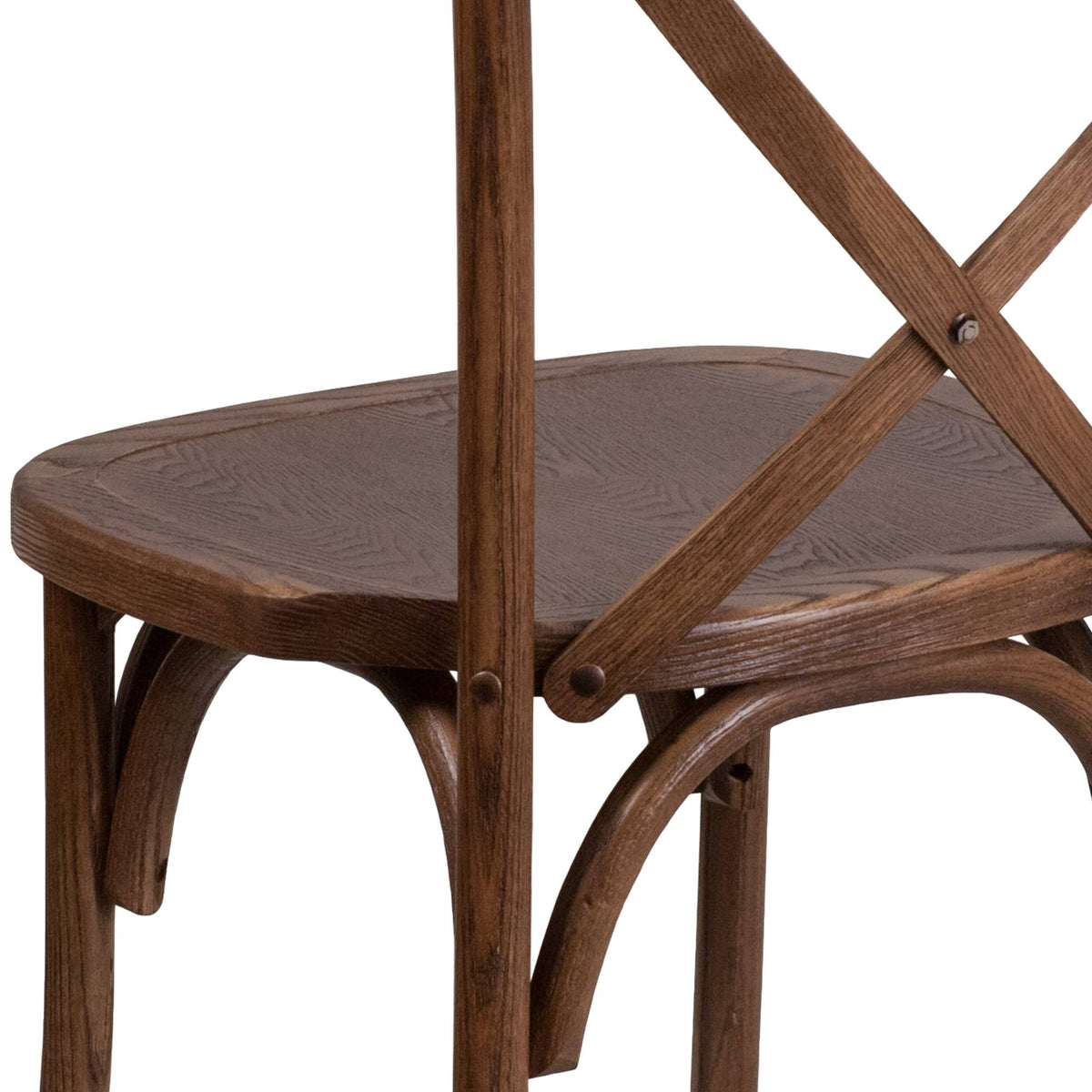 Stackable Wood Cross Back Chair, Pecan L111