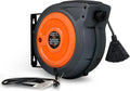 Retractable Extension Cord Reel 16AWG x 50' Feet Industrial Polypropylene Ultra Heavy Duty 3C SJTOW Commercial Ultra Flexible Cable Triple Tap Connector R339284