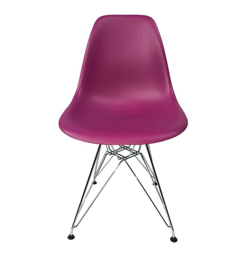 Dark Pink PP Eiffel Chair with Metal Legs O17240
