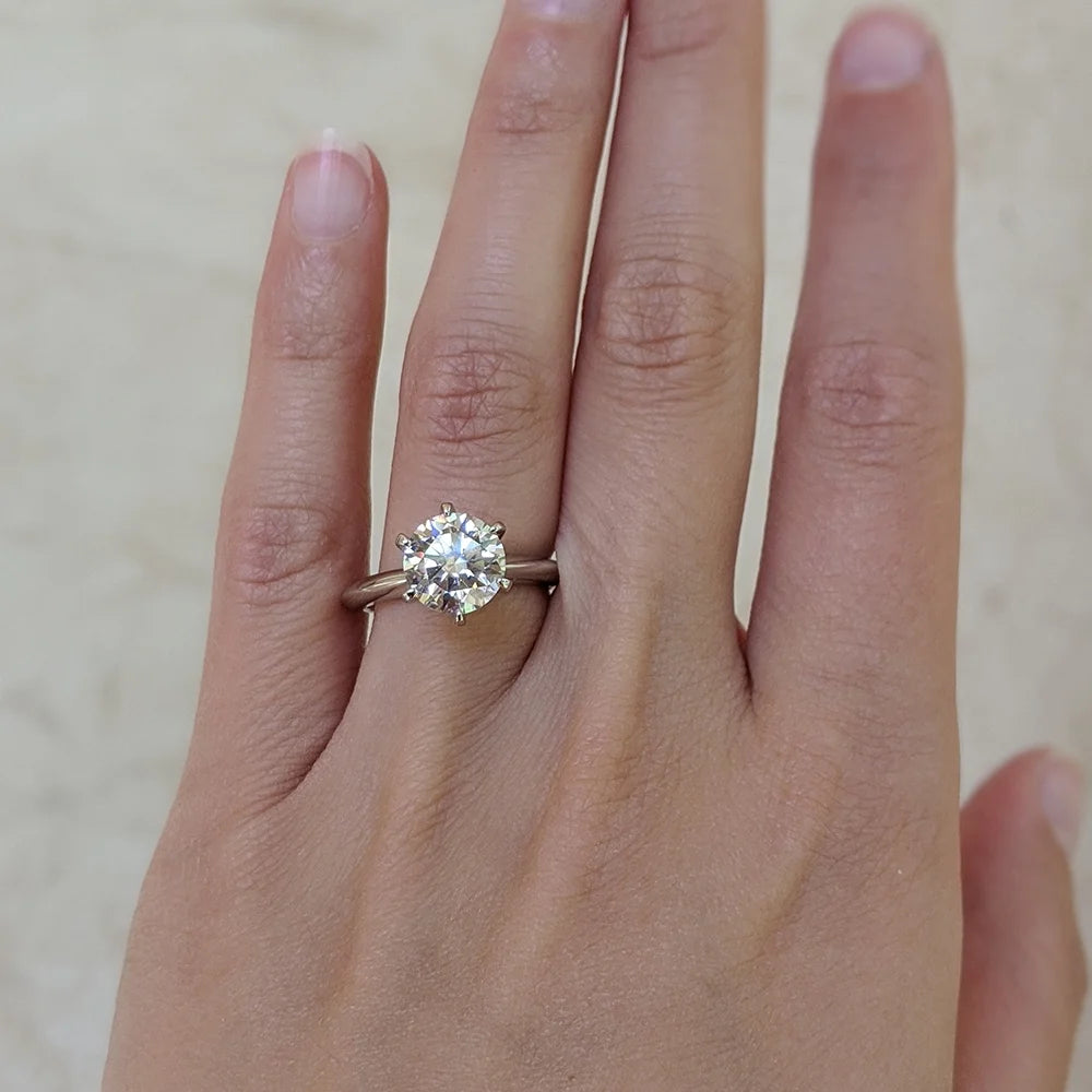 Platinum Plated Silver Solitaire Engagement Ring Q932