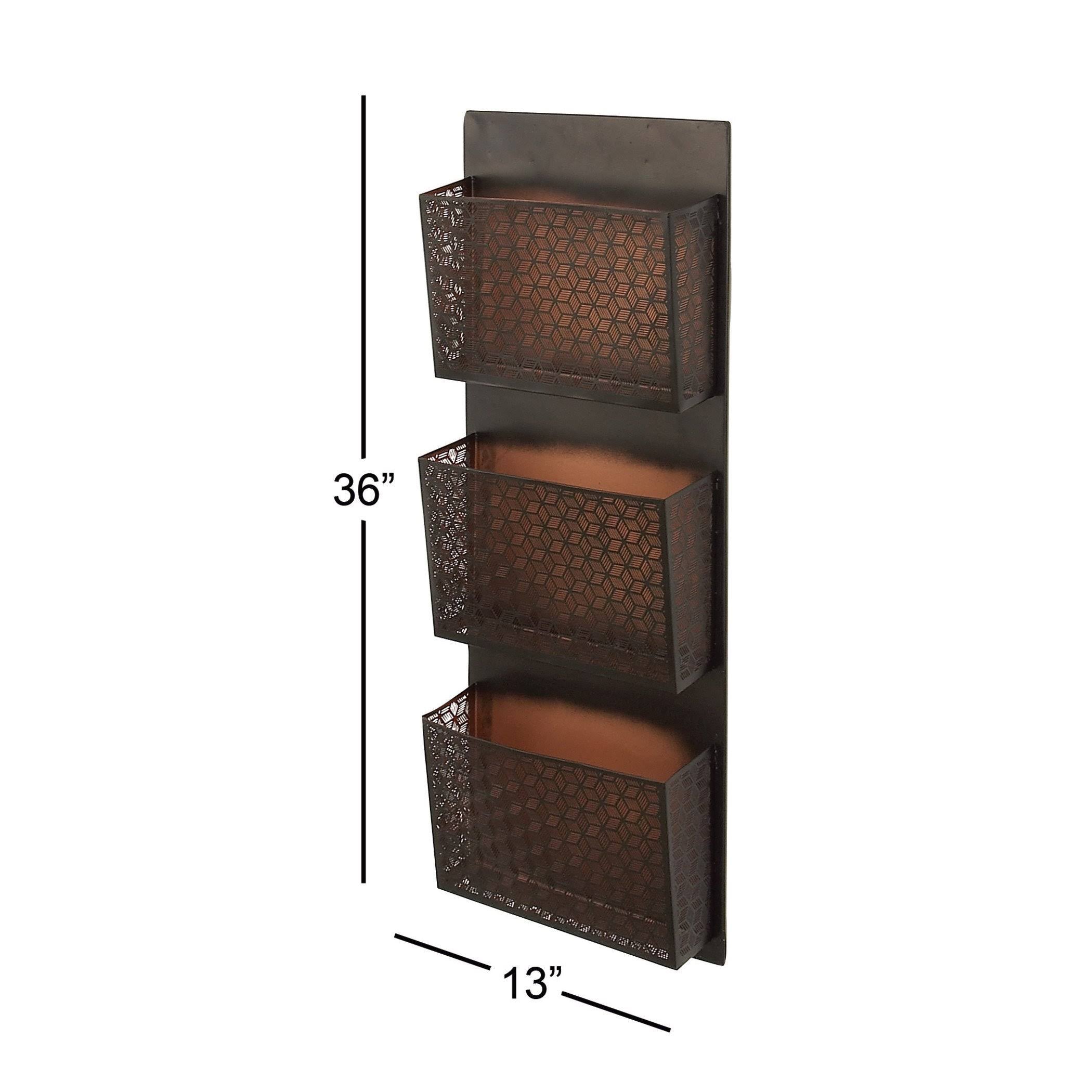 Metallic Black / Beige Wall Mounted 3 Pocket Letter Holder M8613