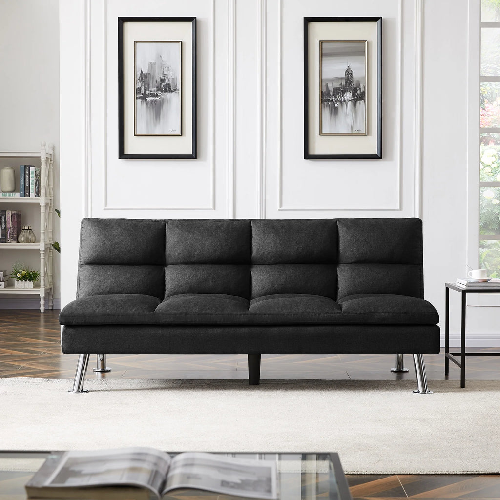 Black Fabric Futon Sofa Bed X816807