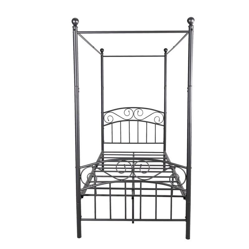 Black Twin Size Canopy Bed Frame R334