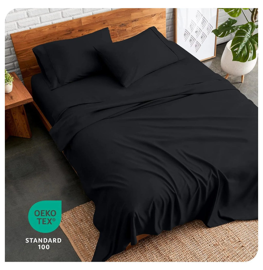 Black 4 Piece Short Queen Microfiber Sheet Set P460613