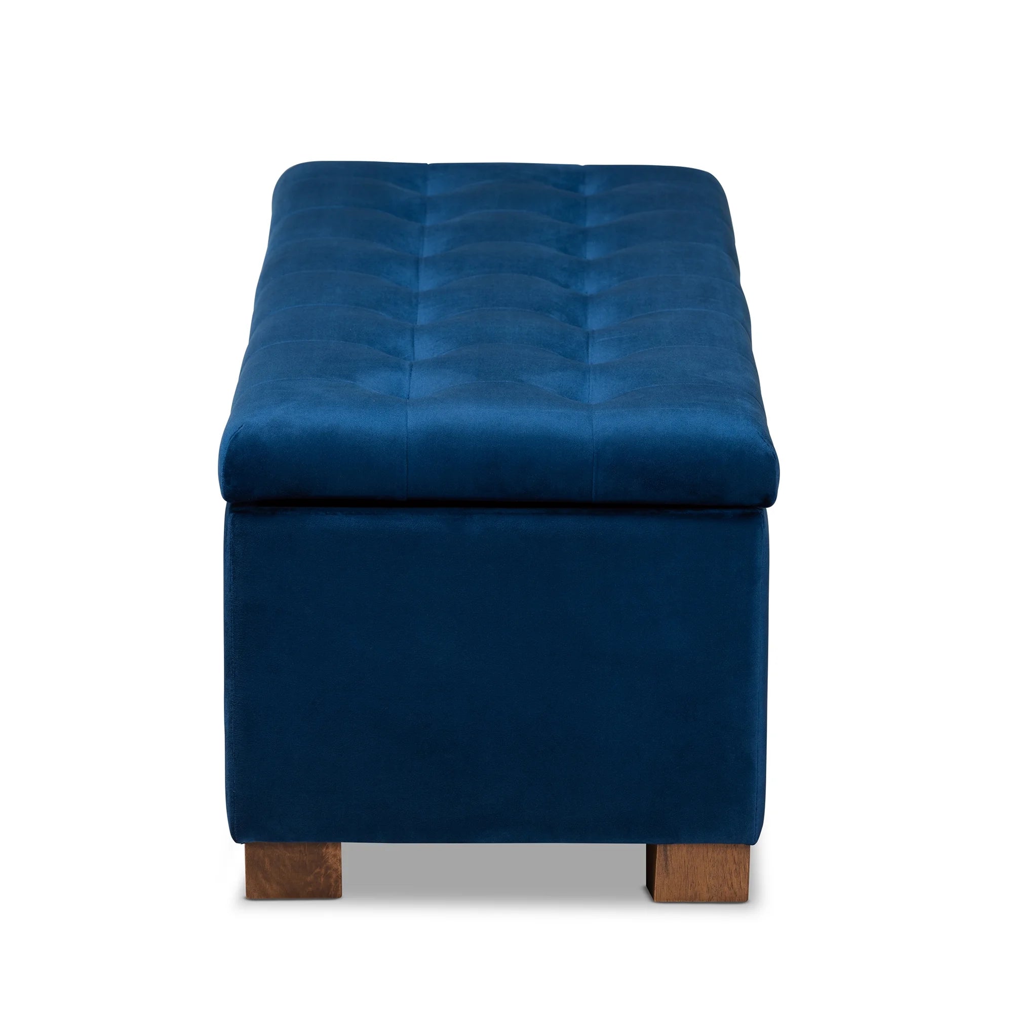 Navy Blue Velvet Storage Ottoman Bench Q516483