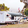 White Motorized Retractable RV Awning Full Set Assemblies 12x8 Ft Black Fade F75211