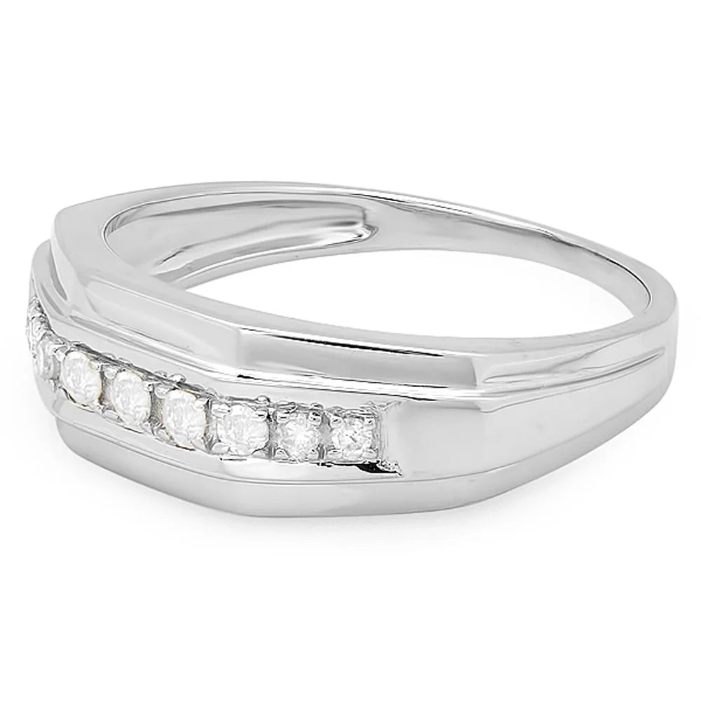Sterling Silver Mens Diamond Wedding Band, Size 9 K629