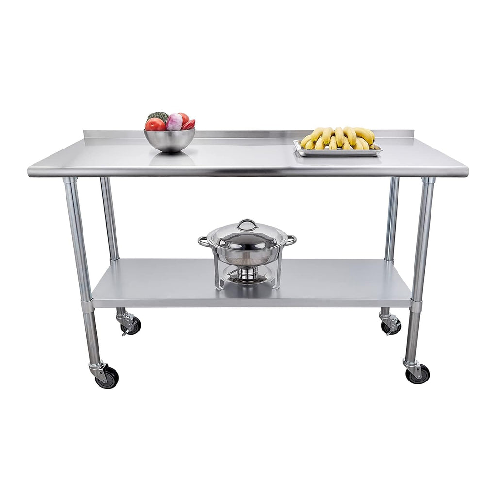 Stainless Steel Table 24 x 60 Inches with Caster Wheels and Undershelf Z18934
