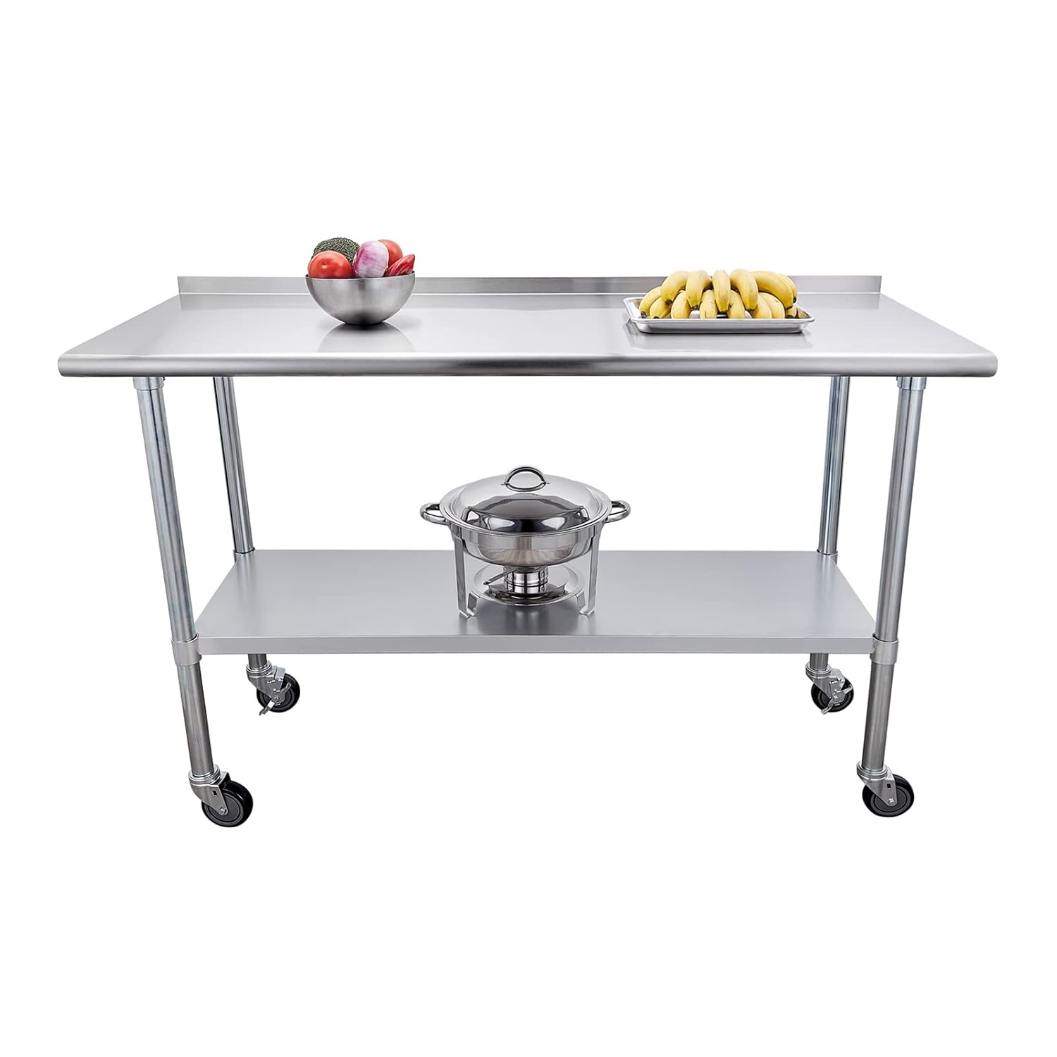 Stainless Steel Table 24 x 60 Inches with Caster Wheels and Undershelf Z18934