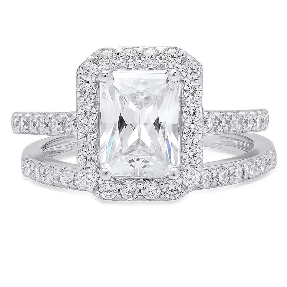 18k White Gold Emerald Cut White Sapphire Ring X47040