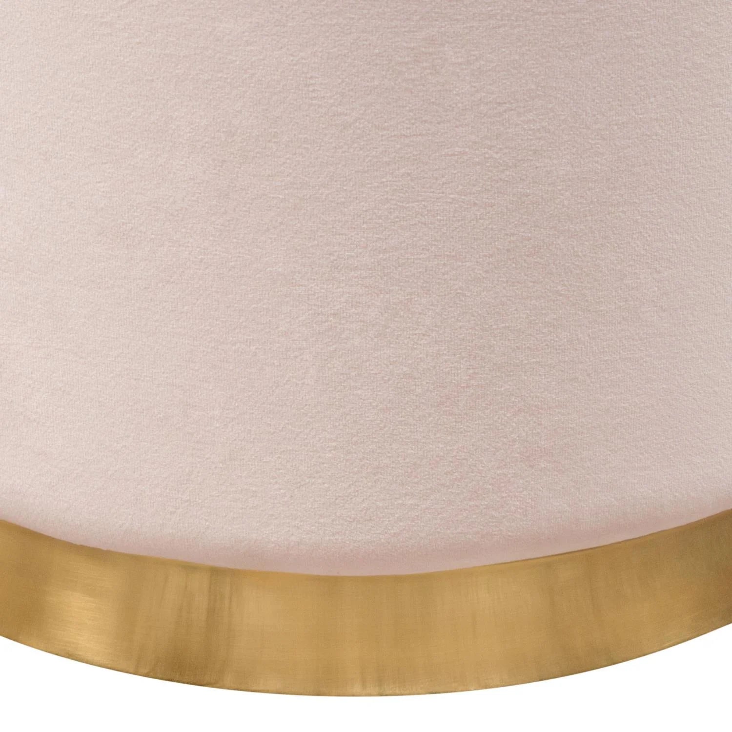 Blush Pink Velvet Round Accent Ottoman T83427