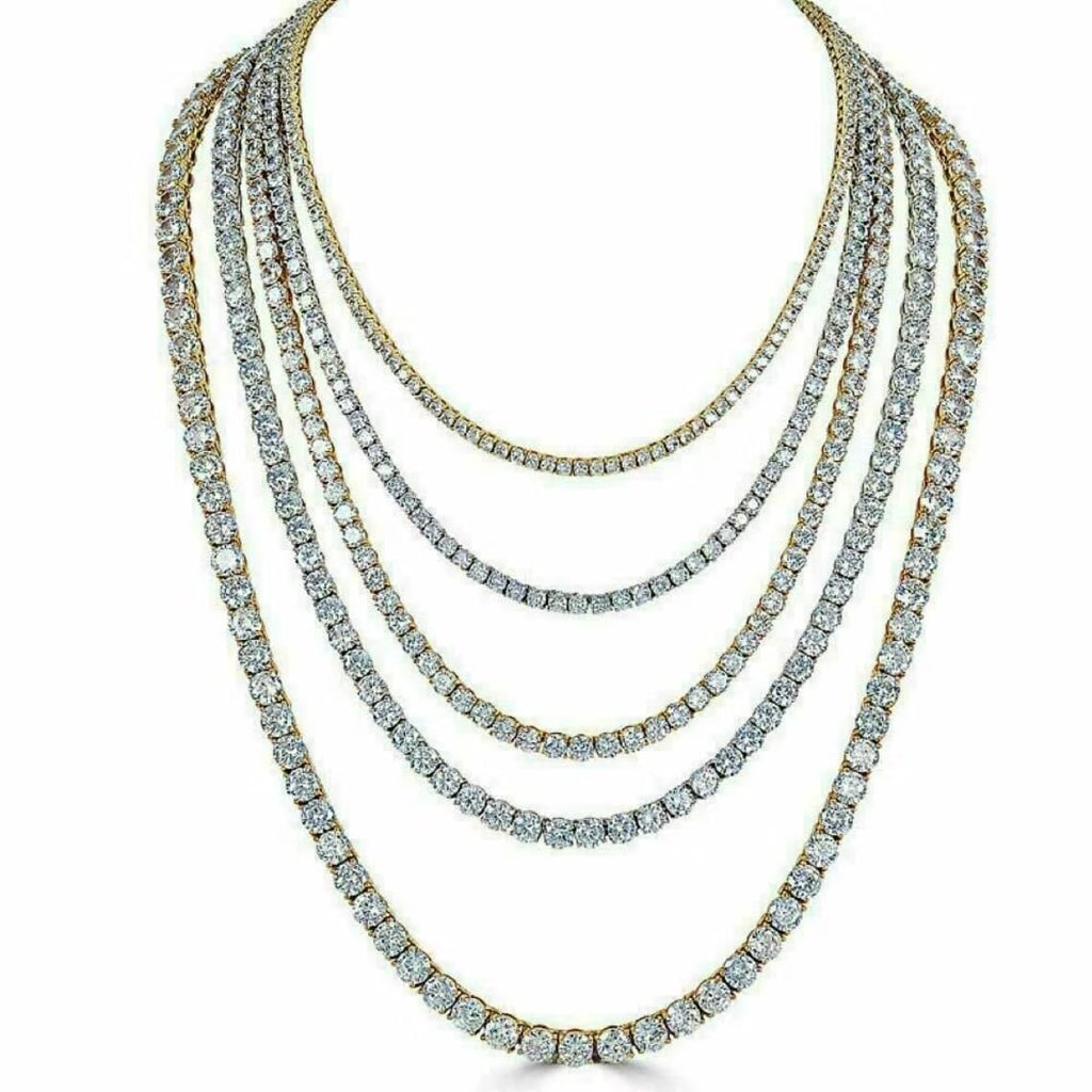 925 Silver Moissanite Tennis Necklace 3 mm Round 18-36 Inches P492