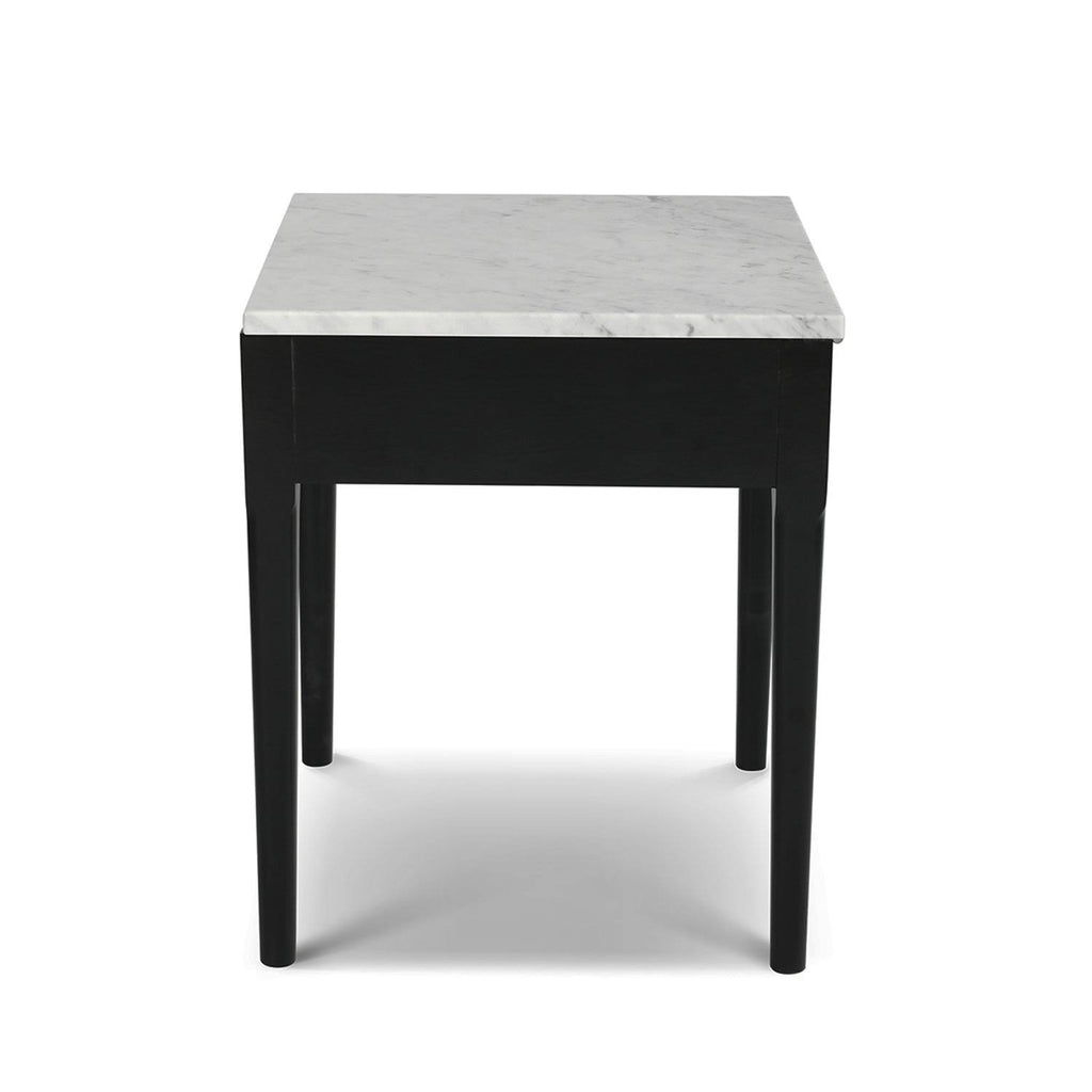 18x22 Square Italian Carrara White Marble Side Table with Black Leg E7598