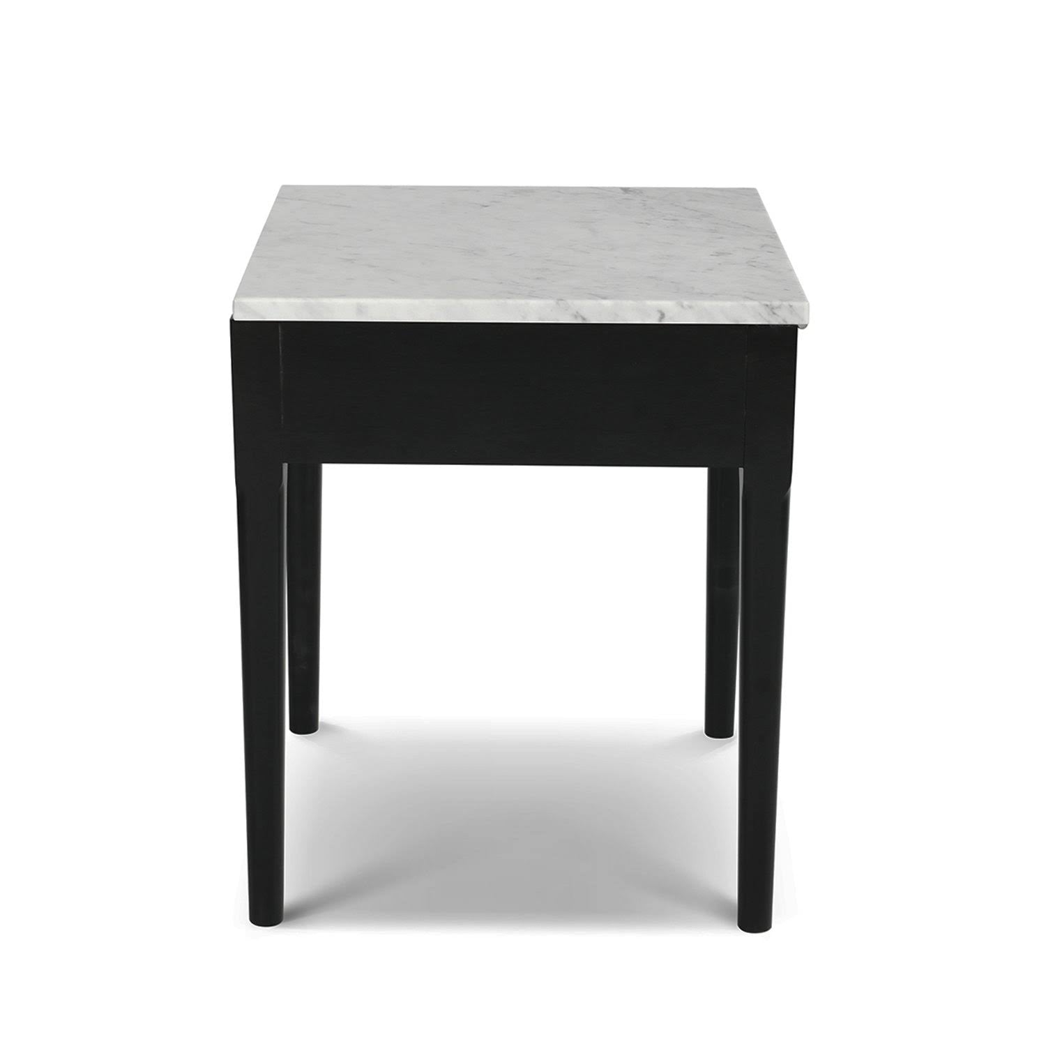18x22 Square Italian Carrara White Marble Side Table with Black Leg E7598