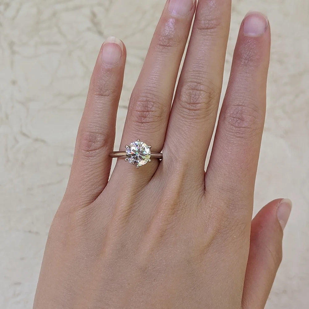 Platinum Plated Silver Solitaire Engagement Ring Q932