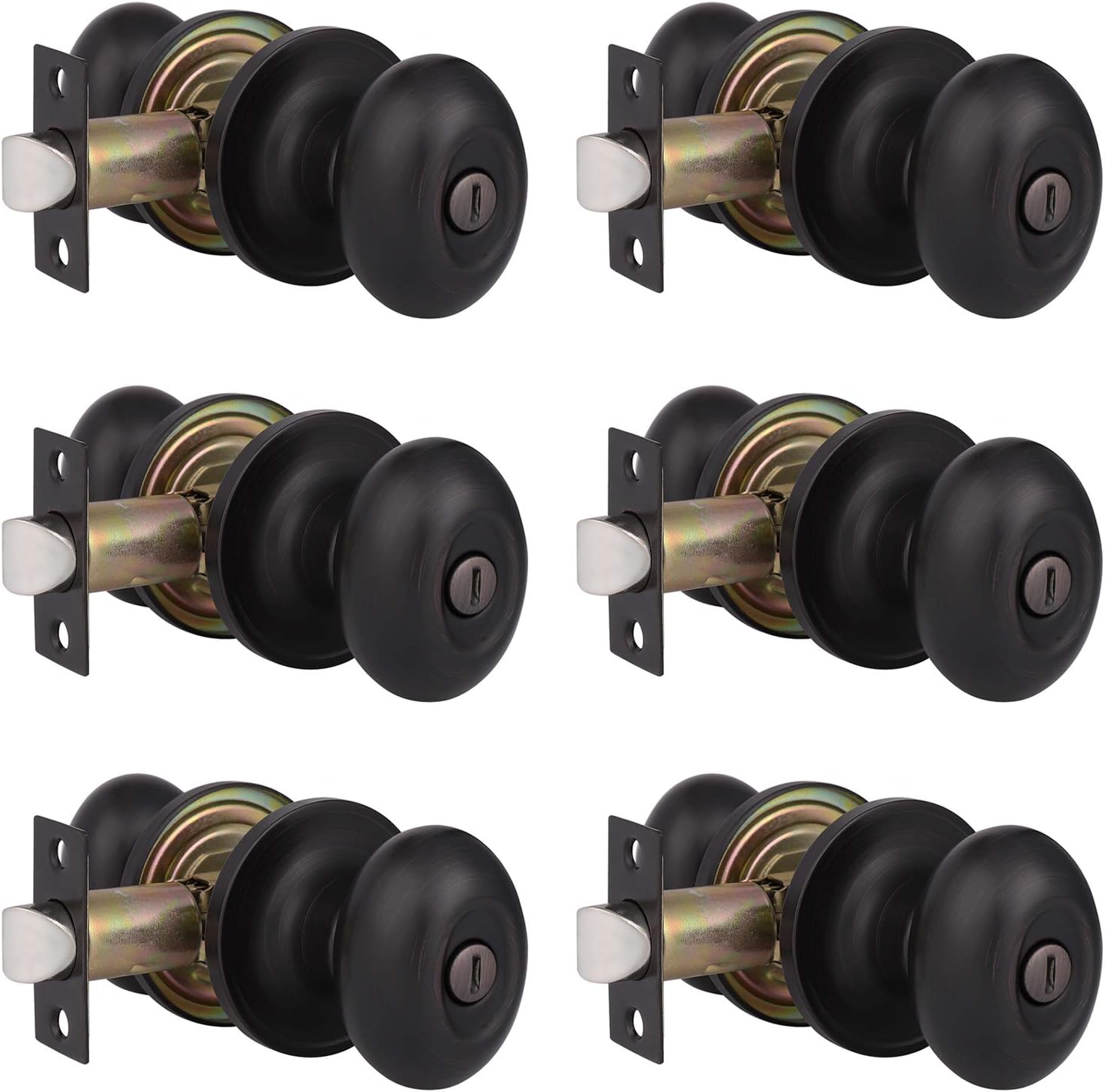 6 Packs Oil Rubbed Bronze Privacy Door Knobs with Lock N551