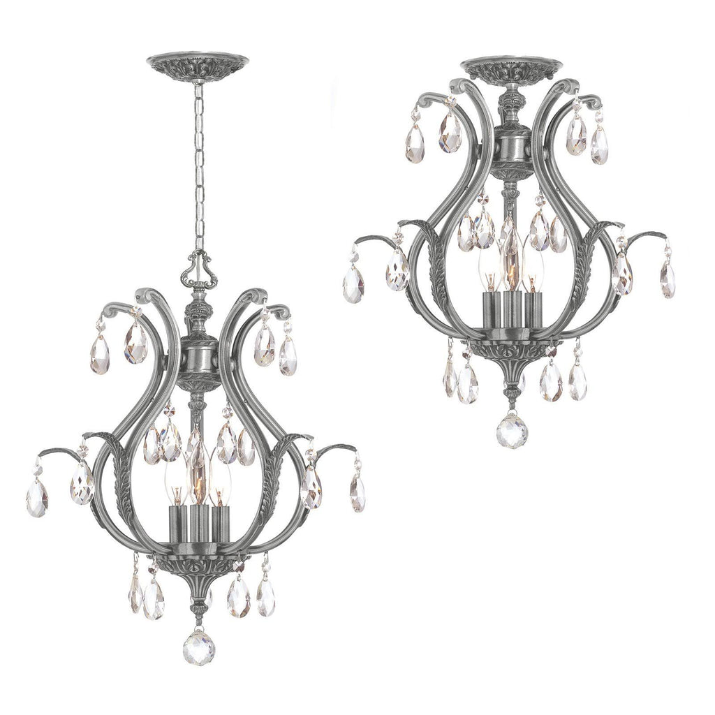 Crystal Pewter Semi-Flush Ceiling Light V8003
