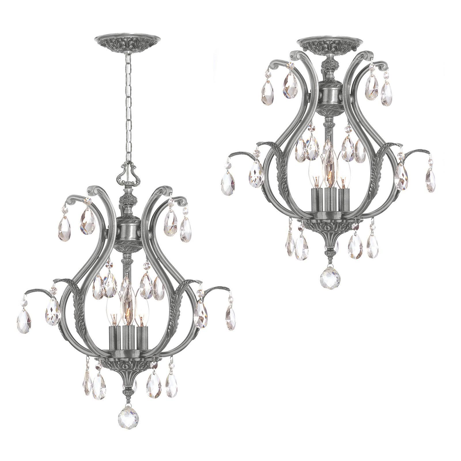 Crystal Pewter Semi-Flush Ceiling Light V8003