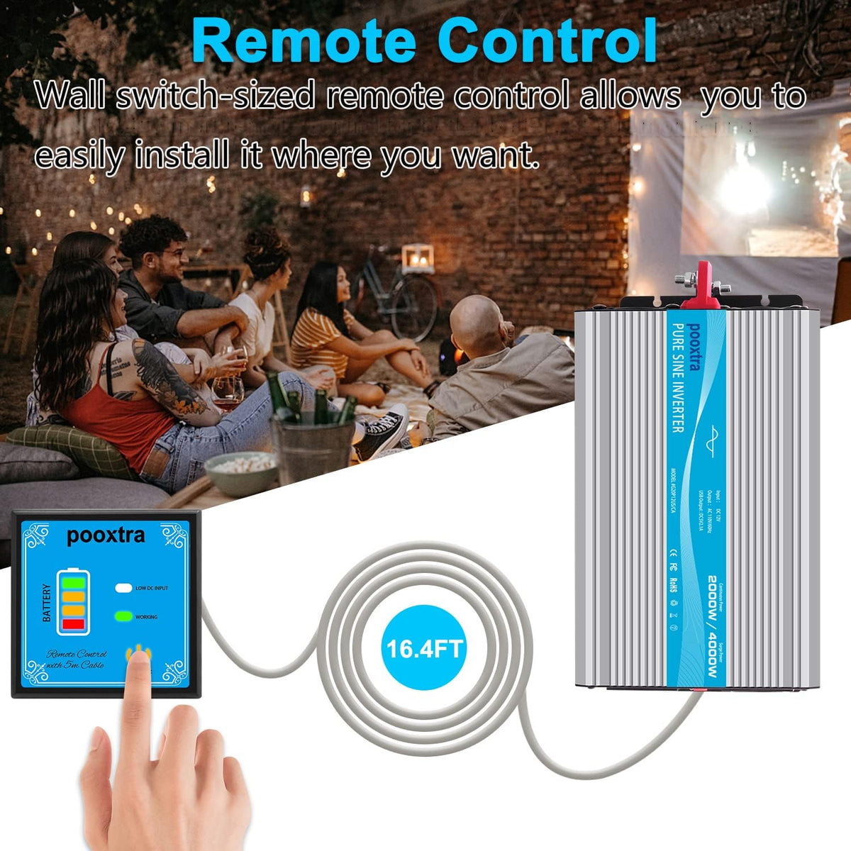 1500 Watt Pure Sine Wave Power Inverter 12V DC to 110V AC with LCD Display USB Port 4 AC Outlets G1945