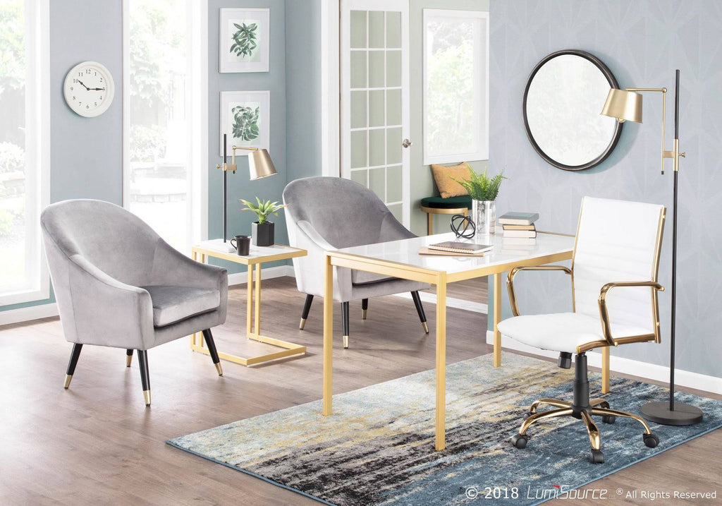 Gold Metal White Marble Side Table Y444