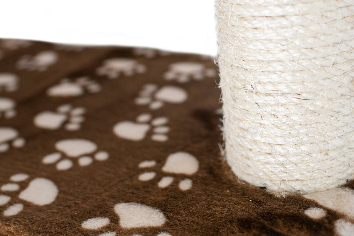 Saddle Brown/White Paw Print Cat Tree I513