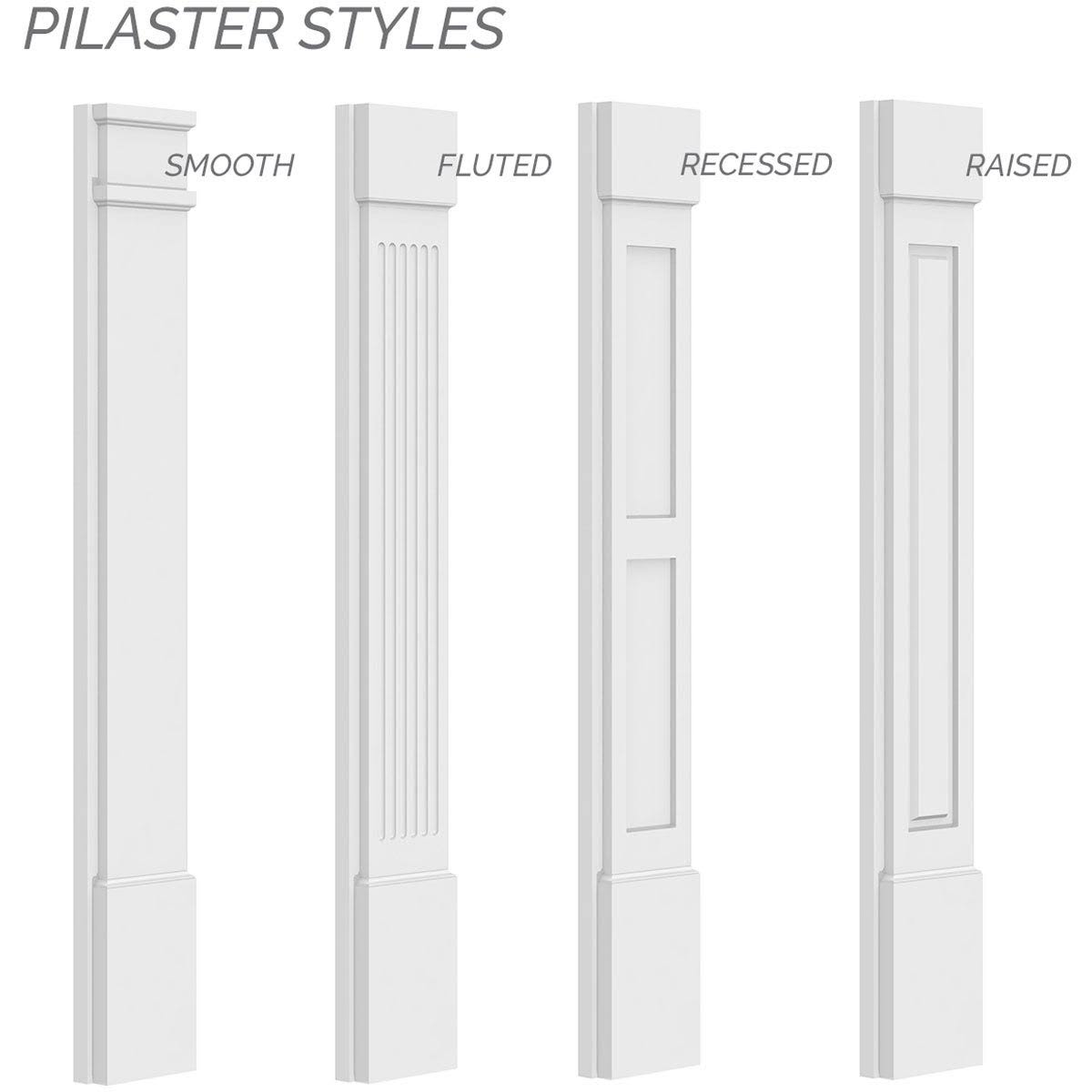Plain PVC Pilaster with Standard Capital and Base (Pair) D1559