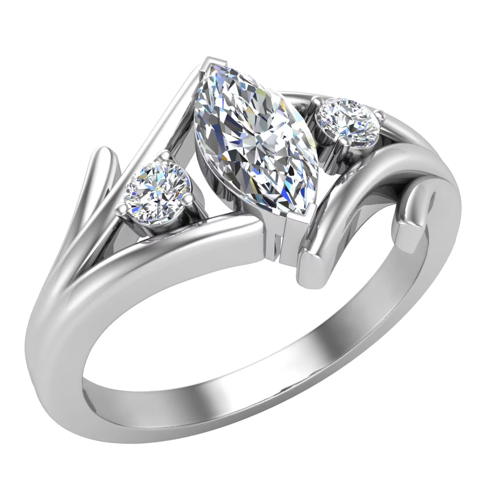 14K White Gold Marquise Cut Engagement Ring C345665