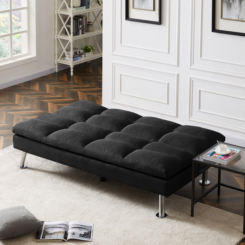 Black Fabric Futon Sofa Bed X816807