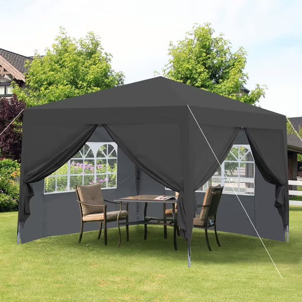 Black Detachable Fabric Outdoor Pop-Up Pavilion Canopy U202214
