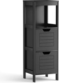 White Wooden Bathroom Floor Cabinet with 2 Adjustable Drawers, Pack of 2 O64550