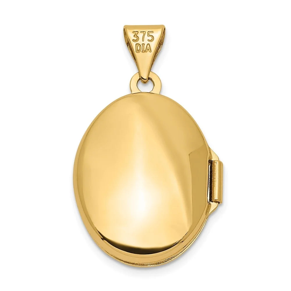 14K Yellow Gold Diamond Oval Locket Pendant K373