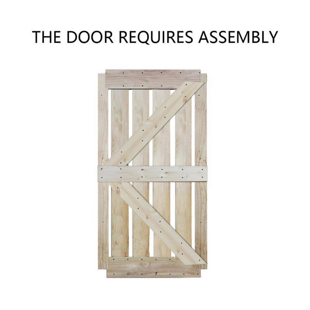 Unfinished Solid Core Knotty Pine Sliding Barn Door with Hardware Kit X760939