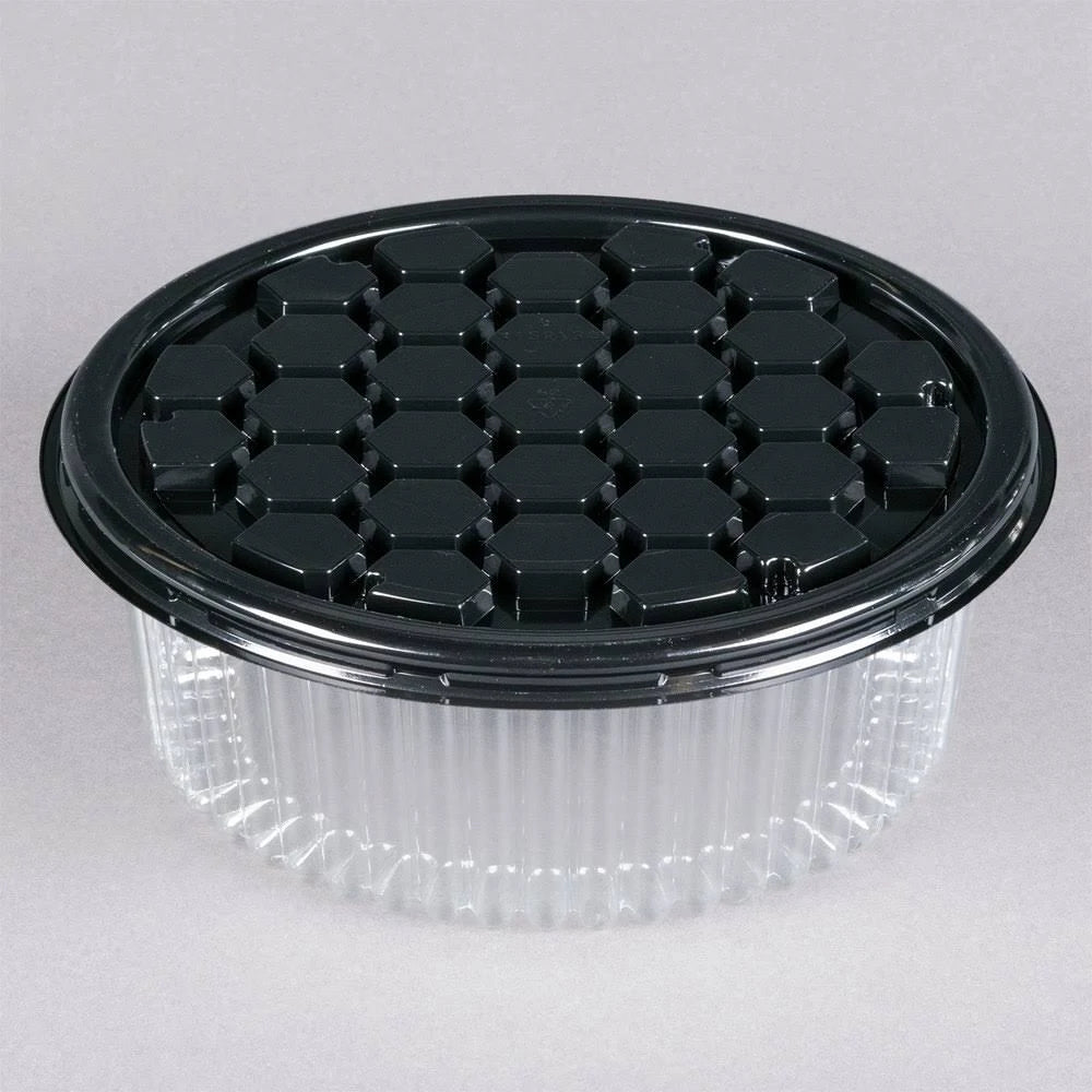 Black 8 inch Cake Display Container with Clear Dome Lid S9262