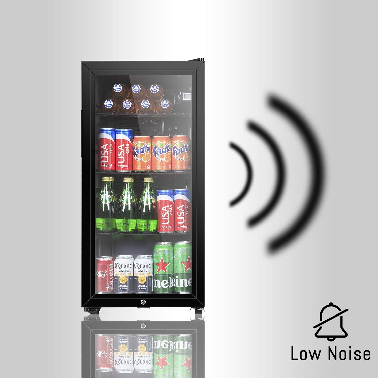 105 Can Freestanding Beverage Refrigerator with Double Glass Door R629