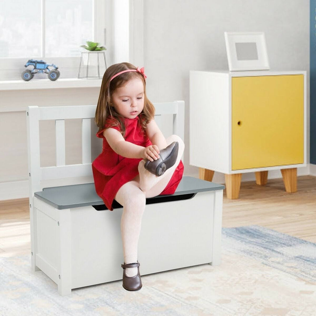 4 Pcs Kids Wood Table Chairs Set Gray C87155