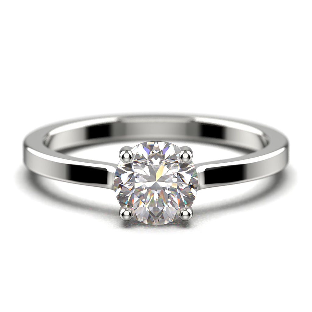 1.00 Carat Round Cut Diamond Moissanite Solitaire Engagement Ring in 10k Solid White Gold R61658